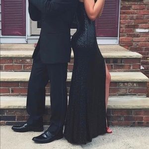 Sexy black sequined prom dress